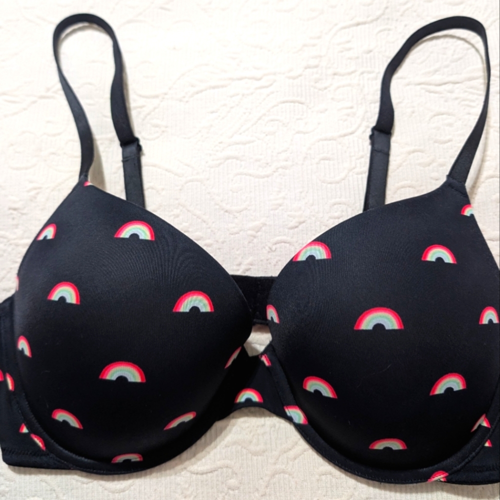 Victoria's Secret PINK Black Mini 🌈/Pride  Push-up Bra